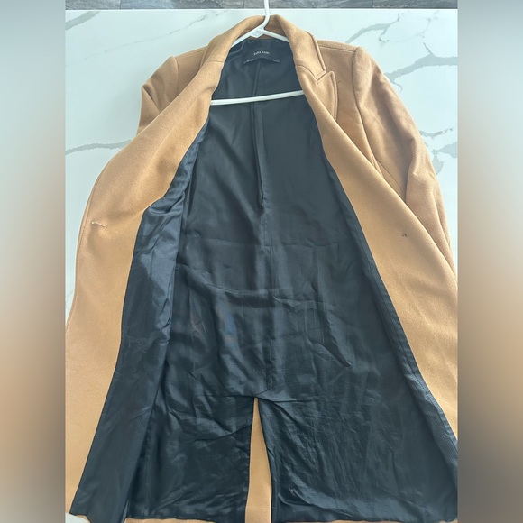 Zara Felt One Button Texture Coat-Size Small-Caramel/Taupe - Picture 5 of 8